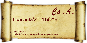 Csarankó Alán névjegykártya